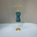 Dark green velvet mannequin jewelry stand with gold hooks for necklace display - Full Model Stand (Blue)