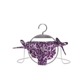 Purple leopard print bikini bottoms with side ties and a silver butterfly charm pendant - Purple Leopard