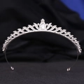 Tiara da sposa in argento con zirconi e cristallo a goccia per cerimonie eleganti - Zircone Bianco / Argento