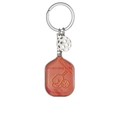Orange pickleball paddle keychain with LOVE PICKLEBALL engraving and silver ball - Orange Pickleball Paddle B With Hollow Ball