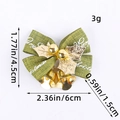 Green Christmas burlap bow with gold bells and Merry Christmas print for tree decor - Green with Gold Leaves