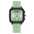 Orologio quadrato minimalista verde menta con cinturino in silicone e data della GEDI - Cinturino in Silicone / Verde Chiaro