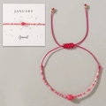 Verstellbares rosa Perlenarmband mit Granatstein als Januar-Geburtsstein-Geschenkidee - Januar Geschenkbox/Rosa/Granat