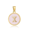 Klassieke 18k vergulde roestvrijstalen hanger met roze emaille en letter X - X-Roze Schelp