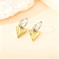 Minimalist heart pendant hoop earrings in gold and silver finish on light stone - Pointed Heart / Gold and Silver Two-tone