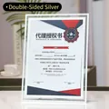 Eleganter A4-Zertifikatrahmen mit Silberrand aus Glas für die moderne Bürodekoration - Doppelseitiges Silber / 6 Zoll
