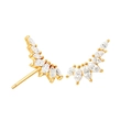 Elegant gold-plated geometric S925 earrings with marquise-cut marquise zircon stones - Gold (White Zirconia)
