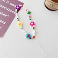 Bunte handgefertigte Tulpenperlen Handykette mit pastellfarbenen Glasakzenten - Tulpe Bunte Blume Handykette