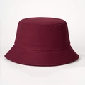 Detailed macro view of the wine red cotton bucket hat with parallel stitching on the brim - Burgundy