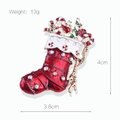 Christmas stocking brooch with red and white enamel and sparkling multicolored rhinestones - xz4595 Red Christmas Boots