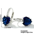 Eleganti orecchini a cuore con gemma blu e montatura in argento con specifiche - Blu scuro