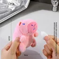 Pink plush capybara keychain with interactive pullable nose feature in 11cm size - Pink Pull-out Capybara