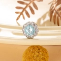 Sparkling light blue cubic zirconia stud earring with silver titanium steel finish - Light Sea Blue Flower (A214-3#Light Sea Blue)
