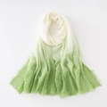 Gradient green linen scarf with fringed edges, light and soft sunscreen shawl for women - 180*90CM / Green White Gradient