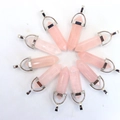 Set van 10 zeshoekige rozenkwarts hangers met een zilveren metalen sluiting - Rozenkwarts