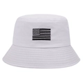 Bob en coton blanc avec broderie drapeau américain, style décontracté pour protection solaire - Taille unique / Blanc