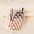 Set di 8 mini pennelli da trucco rosa con custodia trasparente per principianti - Confezione in PVC / Avorio