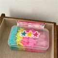 Elastici per capelli colorati pastello in scatola trasparente con etichetta rosa - Stella a cinque punte