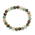 Natural 8mm stone bead bracelet featuring tiger eye and aventurine on white background - Grass Yellow Stone & Tiger Eye & Aventurine & Citrine