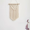Arazzo da parete macramè bohémien in cotone crema con nappe geometriche intrecciate - Modello H 25*40CM