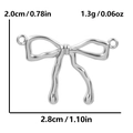Silver bow pendant in 304 stainless steel with 2.8cm width and liquid metal finish - Liquid Metal Style Bow / Silver