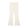 Detail of cream flared lounge pants showing adjustable drawstring waist and soft texture - S / White Pants