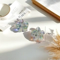 Mini iridescent flower hair claw clips with laser rainbow effect for styling fringe hair - Frangipani