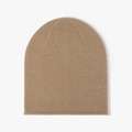 Camel brown merino wool knit beanie for women with a minimalist seamless rolled edge - Khaki