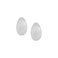 Pendientes ovalados minimalistas de plata S925 con acabado de textura mate cepillada - Ovalado / Plateado