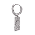 Silver color hoop earrings with sparkling MAMA letter pendant for mothers - CX145-12 Silver MAMA Letters Pendant