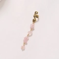 Bohemian gold braid hair ring featuring black texture and pink natural stone pendant - Light Pink Short