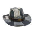 Cappello da cowboy western in denim patchwork blu e bianco con stemma a stella - Taglia unica / Nero