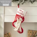 Hanging knitted Christmas stocking with 3D Santa Claus and Merry Christmas embroidery - Red & White Santa Style (AGWZ19-2)