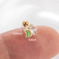 Star and moon cartilage stud earring in gold finish with green and clear gemstones - 5# Golden (Green)