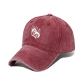 Washed vintage baseball cap in dark red with butterfly flame embroidery for outdoor sun protection - Burgundy
