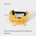 Detail view of golden textured hair cuff with precise product dimensions and weight specs - Gold Hammered (NXA3018G)