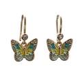 Goldene Schmetterlings-Ohrringe mit bunten Emaille-Flügeln und funkelnden Zirkon-Akzenten - Schmetterling-Ohrhaken / Gelber Emaille-Schmetterling