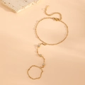 Elegant 18k gold plated butterfly heart slave bracelet with sparkling zircons - Gold Circular Inlaid Rhinestone Ring Bracelet (K813)