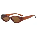 Y2K oval tortoise shell sunglasses with translucent amber frames and brown lenses - Tea Frame Tea Lens