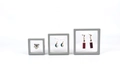 Three grey floating PE film display frames for jewelry storage in small, medium, large - 70*70*20mm / Silver Gray