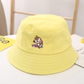 Chapeau de soleil jaune pour enfants avec broderie licorne en coton respirant - Tour de tête 52cm / Jaune