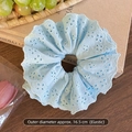 Sky blue heavy lace scrunchie with eyelet embroidery and 16.5cm outer diameter - Four-layer Elastic Style / Blue