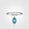 Anello in argento S925 con perle scorrevoli e pendente blu con taglio marquise - Taglia US 5 / Argento sterling 925