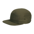 Detail view of the 5-panel camper hat stitching and side ventilation eyelets - Army Green