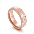 Minimalist rose gold titanium ring with a hammered texture finish for couples - US 6 / Rose Gold Men's Style