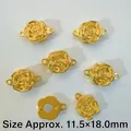 Golden rose flower magnetic clasp for DIY jewelry making, size 11.5x18.0mm accessory - Rose Flower / Gold