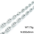 Silver pig nose link chain necklace with lobster clasp, 650mm long and 9mm wide - 65cm Necklace (KN118468-Z)