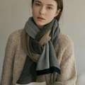 Sciarpa unisex a maglia a quadri multicolore grigio beige e nero per l'inverno - 1# Nero Cammello