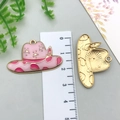 Pink cowboy hat pendant in gold alloy with enamel finish for DIY jewelry crafting - 1Pc Spotted Cowboy Hat (Pink)