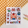 Cute Chacha Bear cartoon stickers with burger and cake designs for journal decor - 4# Apple Tea Bear